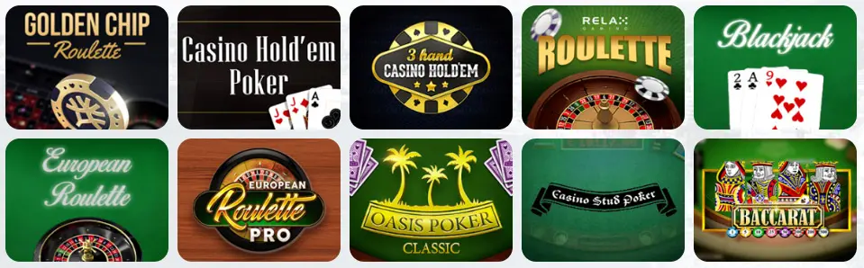 Jeux de table au MEGA BET CASINO